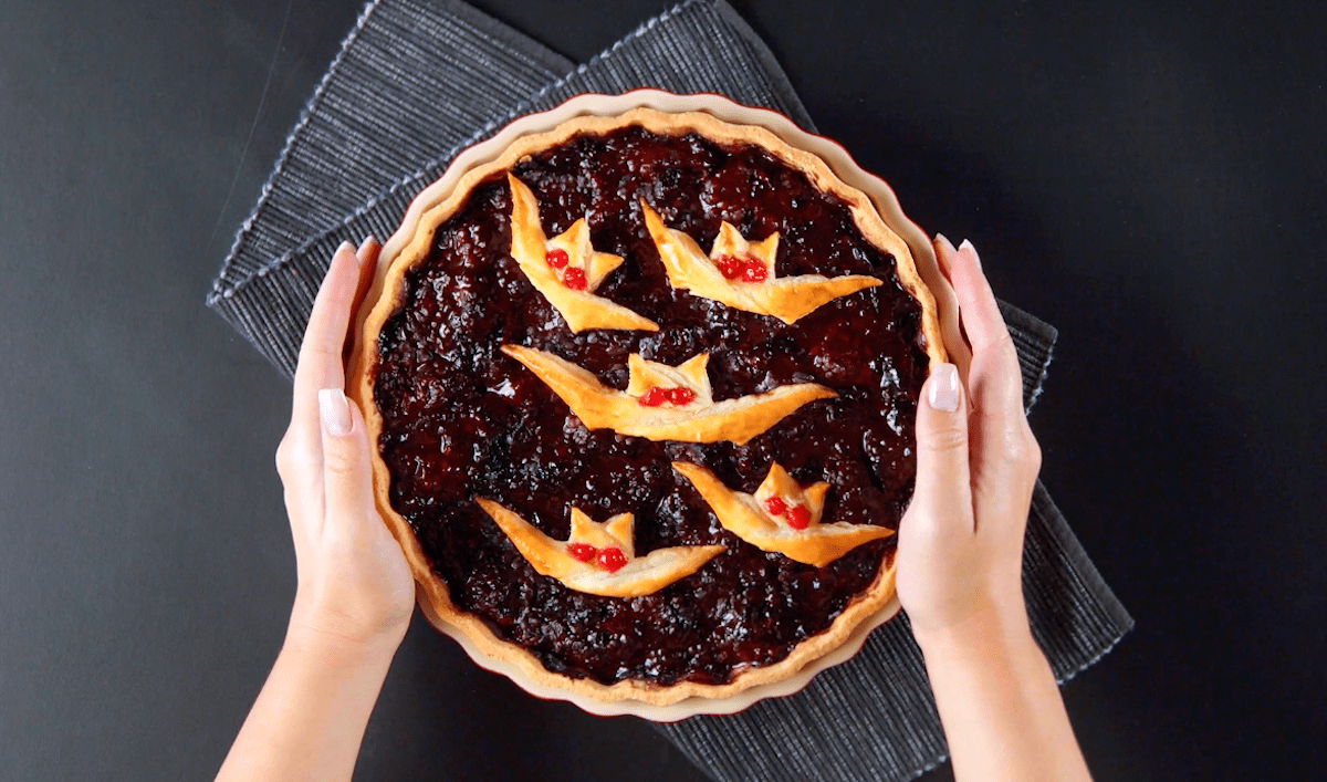 Tarte d'Halloween avec des chauves-souris