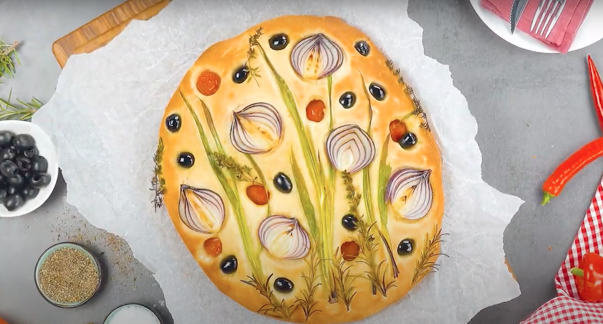 Focaccia fleurs d'oignon