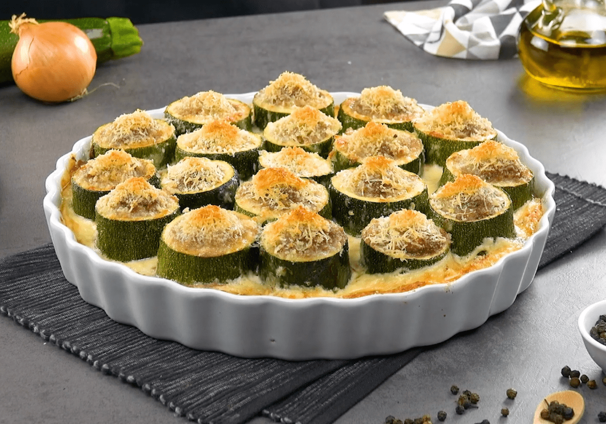 Gratin de courgettes farcies à la viande hachée